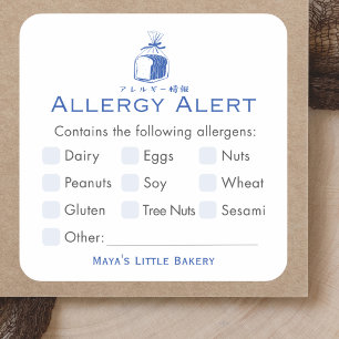Minimalistische Blaue Brotlaib-Allergie-Warnung Quadratischer Aufkleber