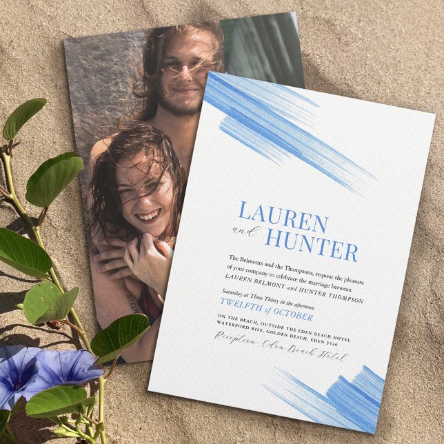 Minimalistische blaue Farblinien Einladung (Von Creator hochgeladen)