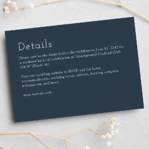 Minimalistische Blaue Hochzeit Begleitkarte