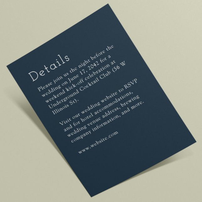 Minimalistische Blaue Hochzeit Begleitkarte (Von Creator hochgeladen)