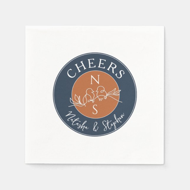 Minimalistische Blaue Hochzeit Serviette (Vorderseite)