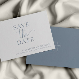 Minimalistische blaue Hochzeit speichern Sie die D Einladung