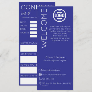 Minimalistische Blaue Kirchen-Verbindungskarte Einladung