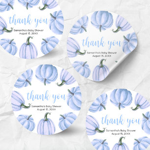 Minimalistische blaue Kürbis-Herbst-Baby-Party Runder Aufkleber