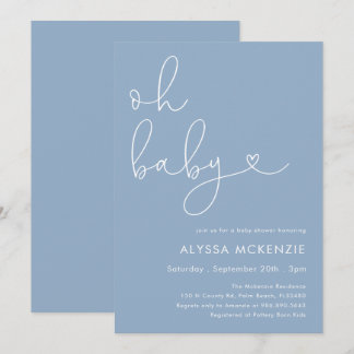 Minimalistische blaue moderne Babyparty-Einladung Einladung