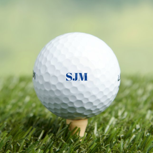 Minimalistische blaue Monogramm-Initialen Golfball (Insitu T-Shirt)
