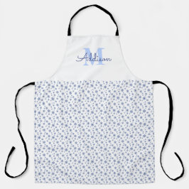 Minimalistische blaue Schneeflocken mit Name Monog Schürze