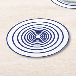 Minimalistische blaue Streifen Runder Pappuntersetzer