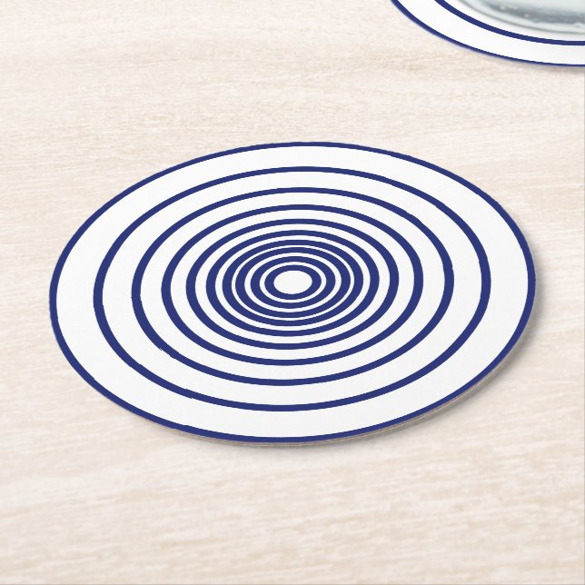 Minimalistische blaue Streifen Runder Pappuntersetzer (Angewinkelt)