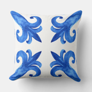 Minimalistische blaue und weiße botanische Akzent- Kissen