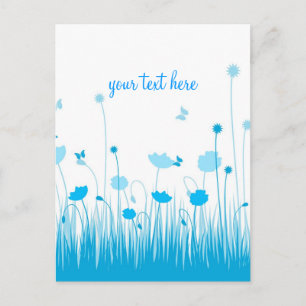 Minimalistische blaue und weiße Poppies: Wiesensch Postkarte