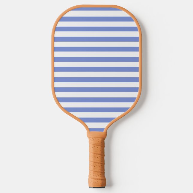 Minimalistische blauer und weißer Cabana Streifen Pickleball Schläger (Vorderseite)