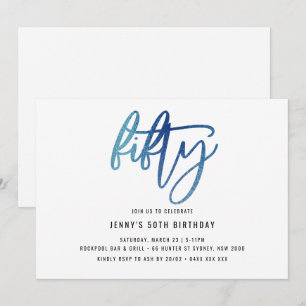 Minimalistische Blaufolie 50. Geburtstag Einladung