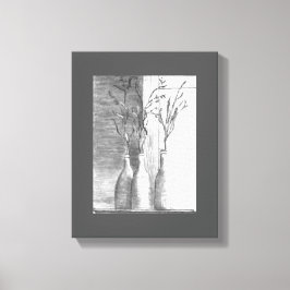 Minimalistische Bleistift-Skizze Schwarz-weiße Blu Leinwanddruck