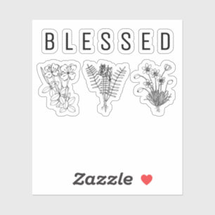 Minimalistische BLESSEE Drei Wildblumen Schwarz-we Aufkleber