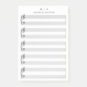Minimalistische Blindblattmusik Monogram Post-it Klebezettel