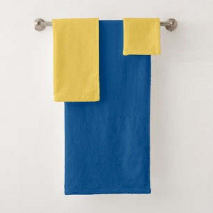 Minimalistische Blockfarbe in Gelb und Blau Badhandtuch Set