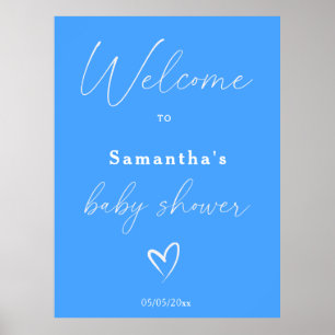 Minimalistische Blue Baby Dusche Empfang Poster