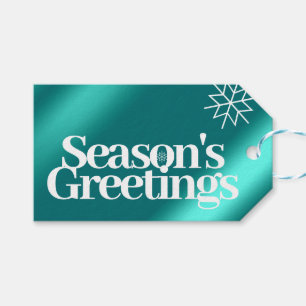 Minimalistische Blue Foil Frohen Festtage Schneefl Geschenkanhänger