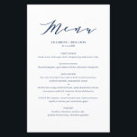 Minimalistische Blue Wedding Menu Card<br><div class="desc">Individuell anpassbare Script-Menükarte mit elegantem Skript,  einfacher Typografie und Streifen Muster. Diese Menükarte ist perfekt für jedes Hochzeitsthema und jede Jahreszeit. Personalisieren Sie diese,  indem Sie Namen,  Datum und Menüdetails hinzufügen.</div>