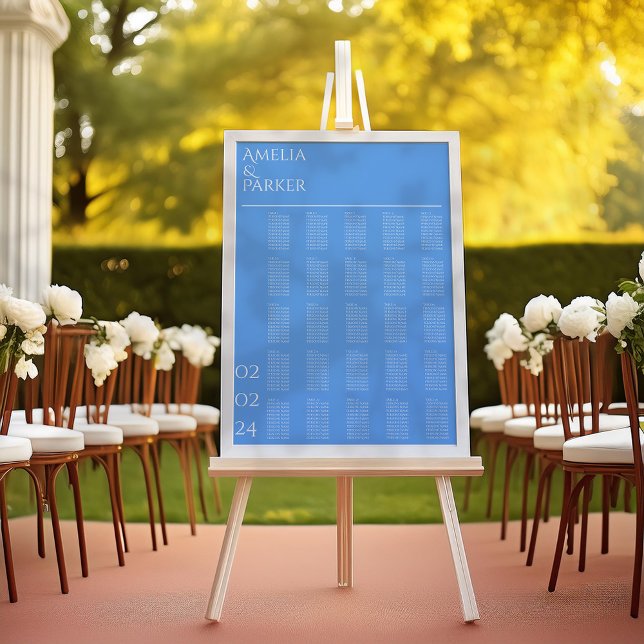 Minimalistische Blue Wedding Seating Chart (Von Creator hochgeladen)