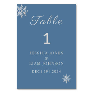 Minimalistische Blue Wedding Tischnummer Cards