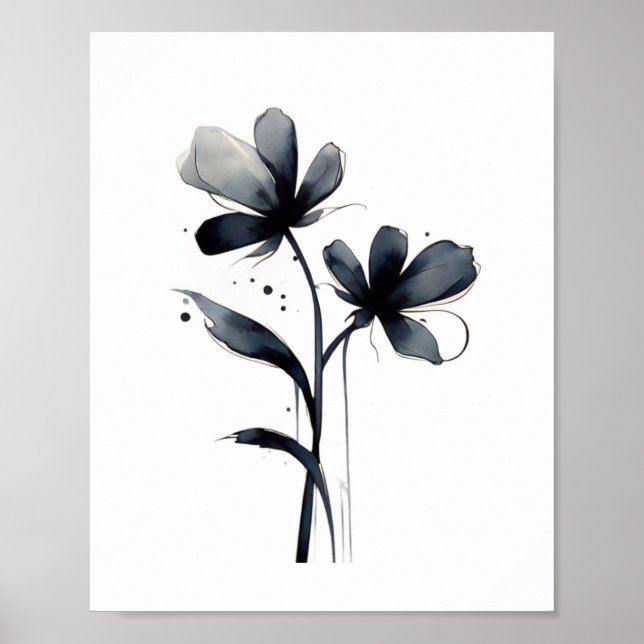 Minimalistische Blume Abstrakte Blumenart Poster (Vorne)