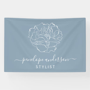 Minimalistische Blume Art Typografie Dusty Blue Banner