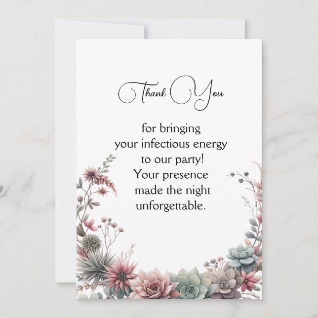 Minimalistische Blume Dankeskarte (Vorderseite)