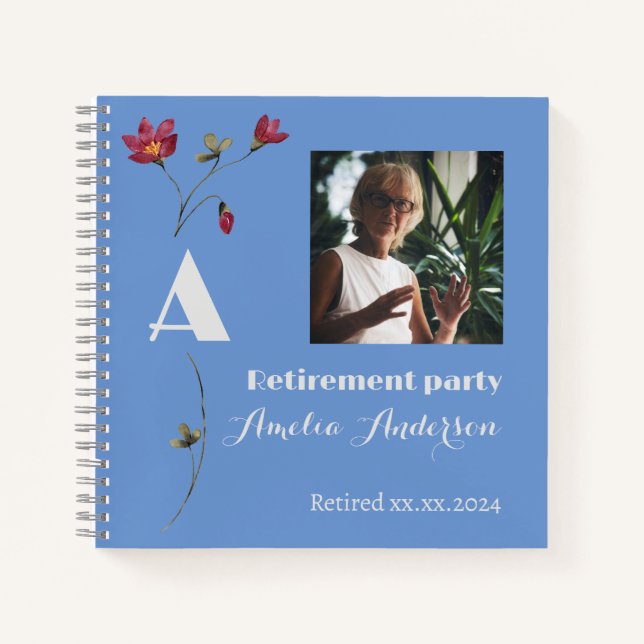 Minimalistische Blume Foto Pensionierung Blue Buch (Vorderseite)