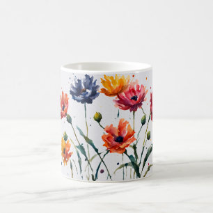 Minimalistische Blume für Aquarellfarben Spritzer  Kaffeetasse