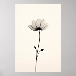 Minimalistische Blume in Schwarz und Weiß. Poster