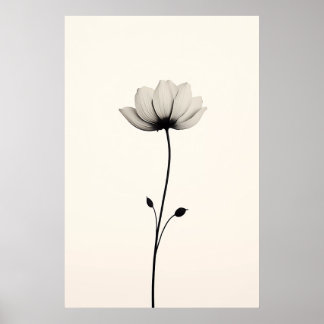 Minimalistische Blume in Schwarz und Weiß. Poster