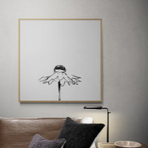 Minimalistische Blume in Schwarzweiß Zeichnend Lin