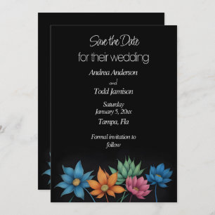 Minimalistische Blume Kontrast Schwarze Hochzeit Save The Date
