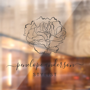 Minimalistische Blume Kunstdruckerei in Schwarz Fensteraufkleber