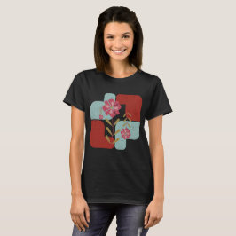 Minimalistische Blume mit farbigen Random-Formen T-Shirt