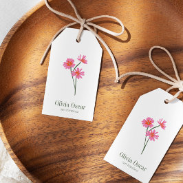 Minimalistische Blume Modernes rosa Branding Geschenkanhänger