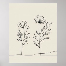 Minimalistische Blume Poppies Lineart Poster