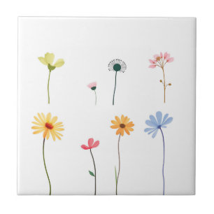 Minimalistische Blume Silhouetten Fliese