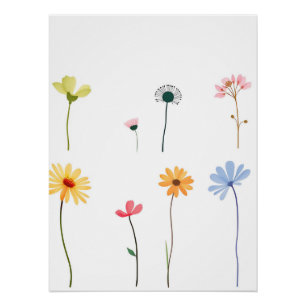 Minimalistische Blume Silhouetten Poster