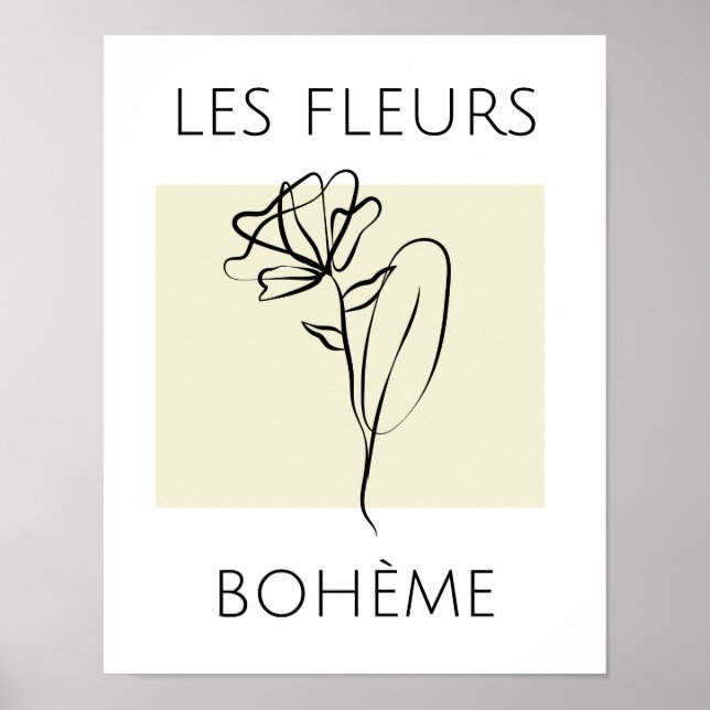 Minimalistische Blume Typografie Poster (Vorne)