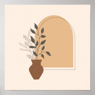 Minimalistische Blume Vase & Arch mit Boho Style Poster