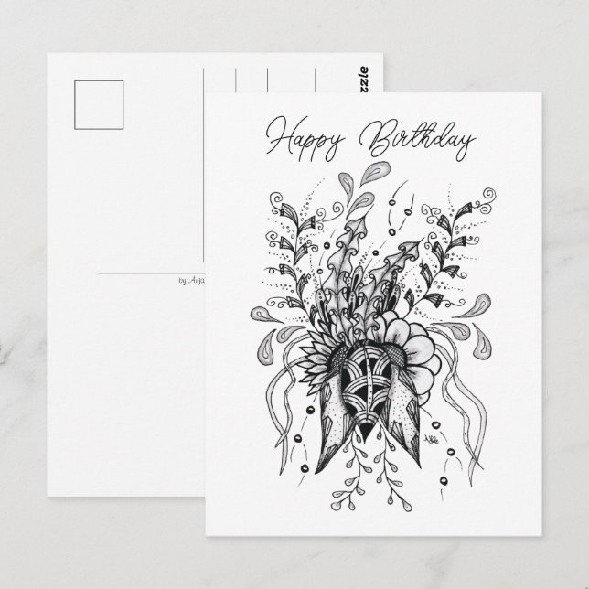 Minimalistische Blume Zen Art -  Postkarte (Vorne/Hinten)