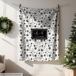 Minimalistische Blumen-Decke Monogramm Grautöne St Fleecedecke