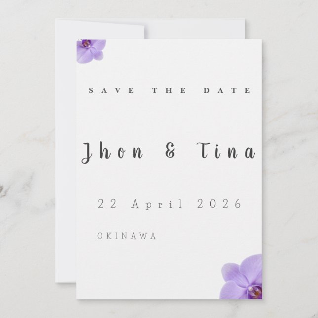 Minimalistische Blumen-Hochzeitseinladungskarte zu (Vorderseite)