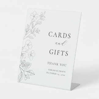 Minimalistische Blumen-Hochzeitskarten & Geschenke Sockelschild