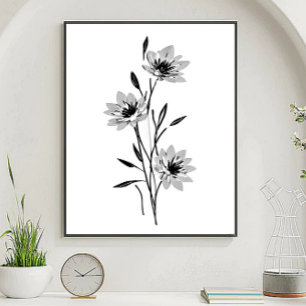 Minimalistische Blumen-Skizzekunst Poster