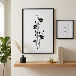 Minimalistische Blumen Skizzen Kunst Poster