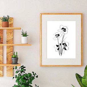 Minimalistische Blumen Skizzen Kunst Poster